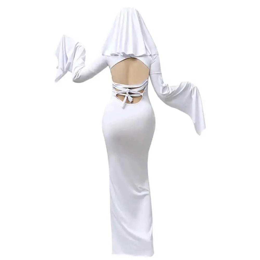 Ghost Bride Costume Polyester Dress & Mask Set
