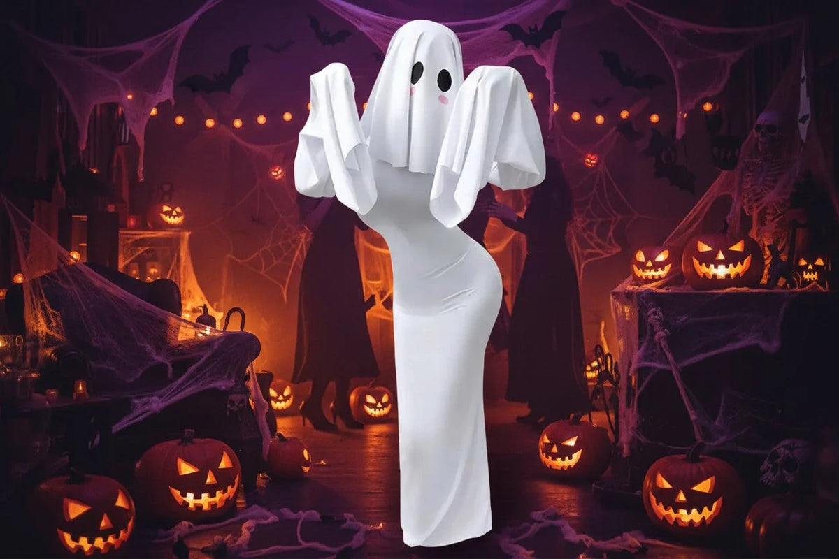 Ghost Bride Costume Polyester Dress & Mask Set