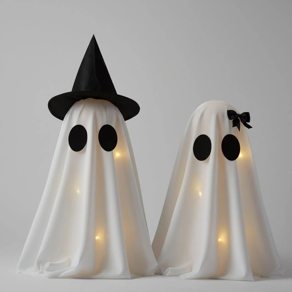 Ghost Decorations Warm White LED Set of 2