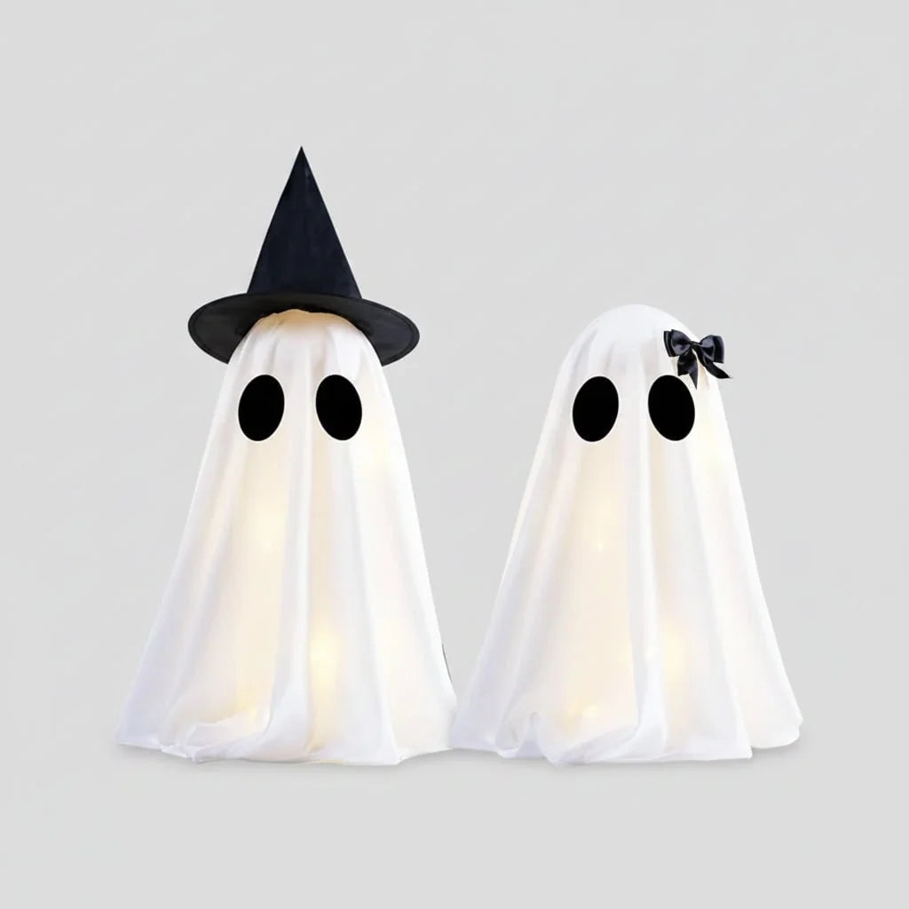 Ghost Decorations Warm White LED Set of 2