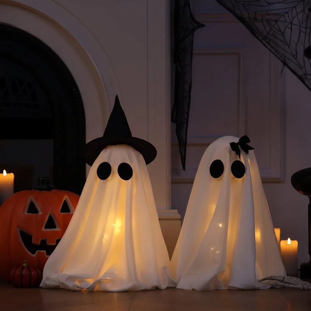 Ghost Decorations Warm White LED Set of 2