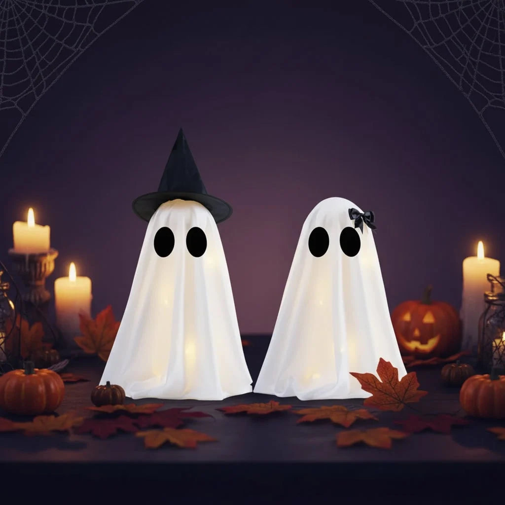 Ghost Decorations Warm White LED Set of 2