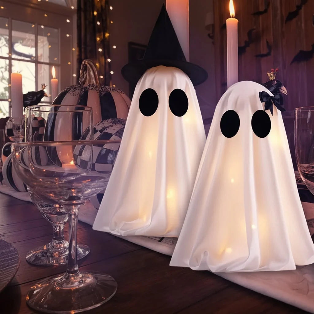 Ghost Decorations Warm White LED Set of 2