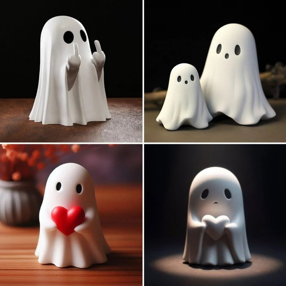 Ghost Figurine Molded Resin Matte Finish Self-Standing
