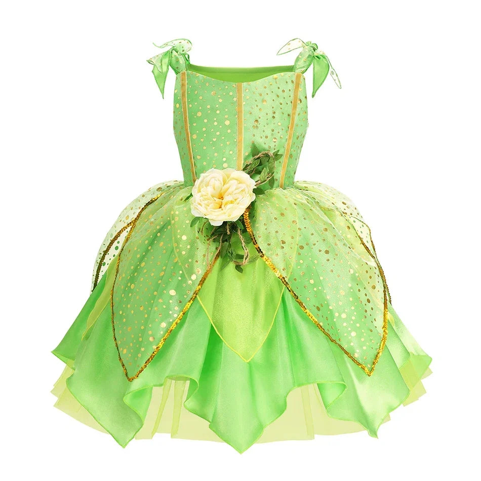 Girls' Dress Cartoon Appliqué Sleeveless Mid-Calf Length