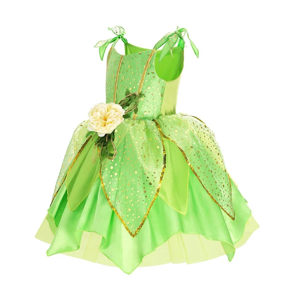 Girls' Dress Cartoon Appliqué Sleeveless Mid-Calf Length
