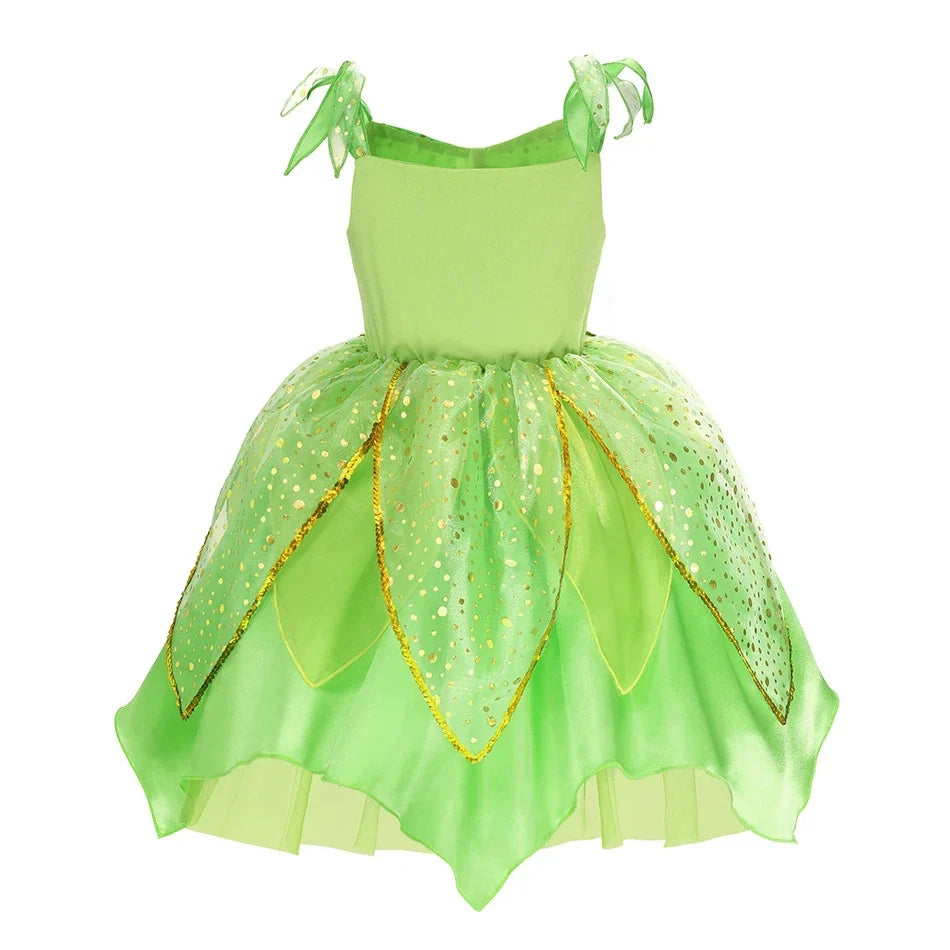 Girls' Dress Cartoon Appliqué Sleeveless Mid-Calf Length
