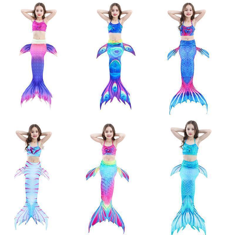 Girls Mermaid Swim Set Shimmering Scale Print 3-Piece