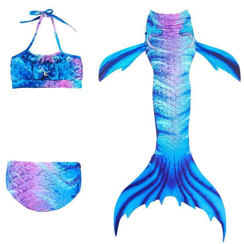 Girls Mermaid Swim Set Shimmering Scale Print 3-Piece