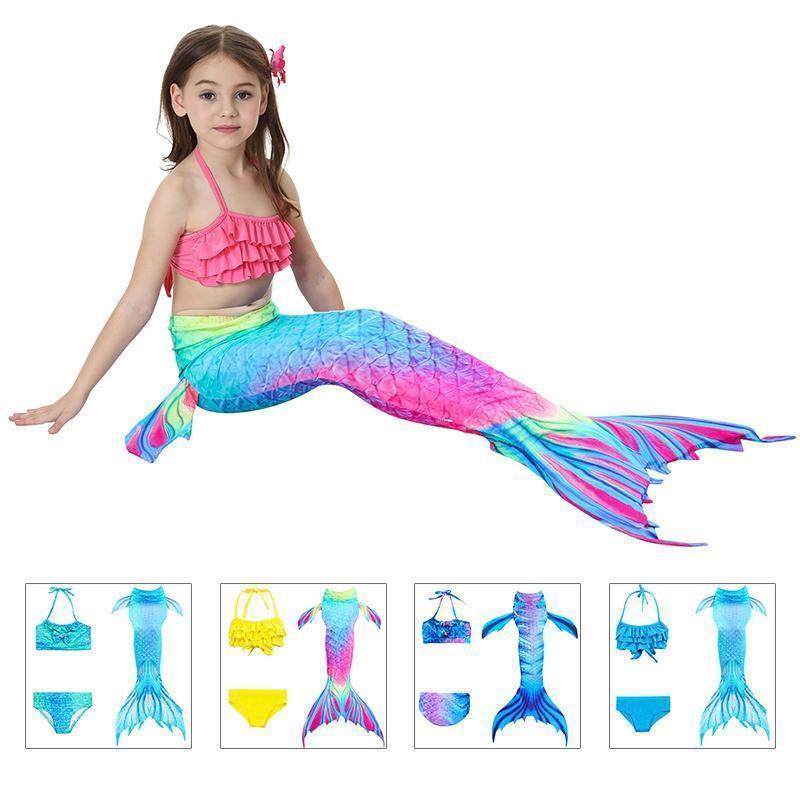 Girls Mermaid Swim Set Shimmering Scale Print 3-Piece