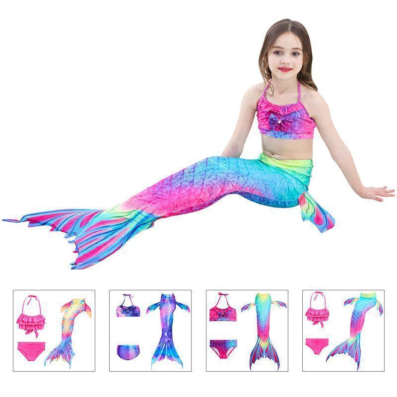 Girls Mermaid Swim Set Shimmering Scale Print 3-Piece