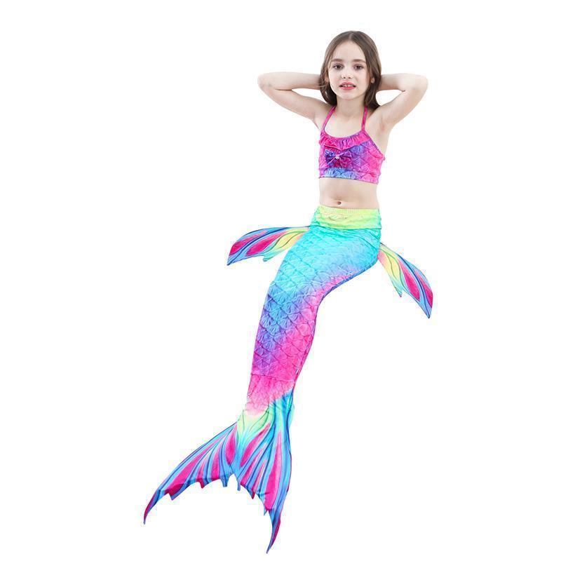 Girls Mermaid Swim Set Shimmering Scale Print 3-Piece