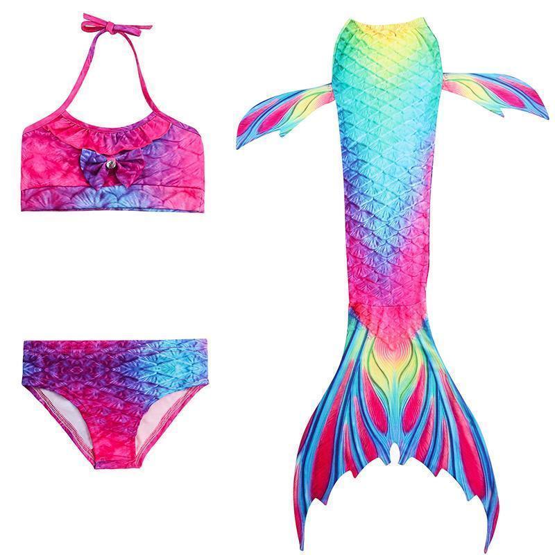 Girls Mermaid Swim Set Shimmering Scale Print 3-Piece