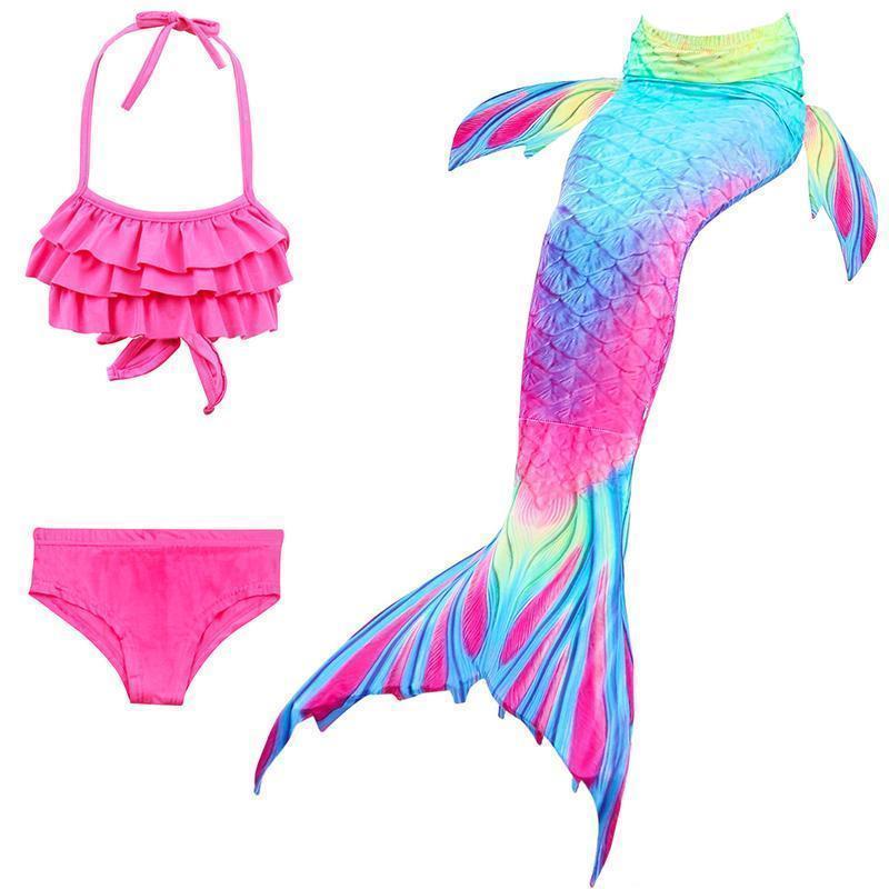 Girls Mermaid Swim Set Shimmering Scale Print 3-Piece