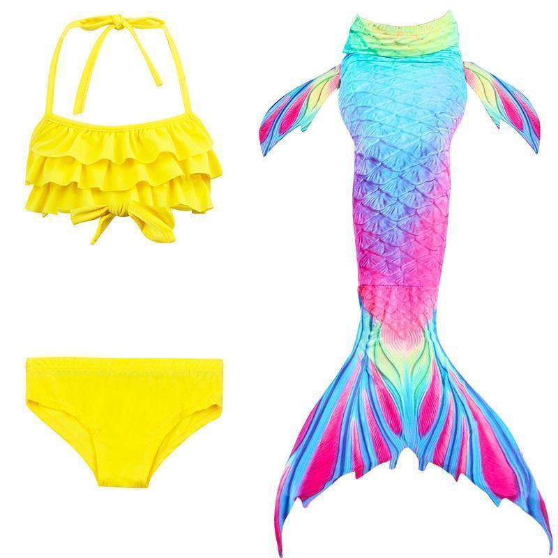 Girls Mermaid Swim Set Shimmering Scale Print 3-Piece