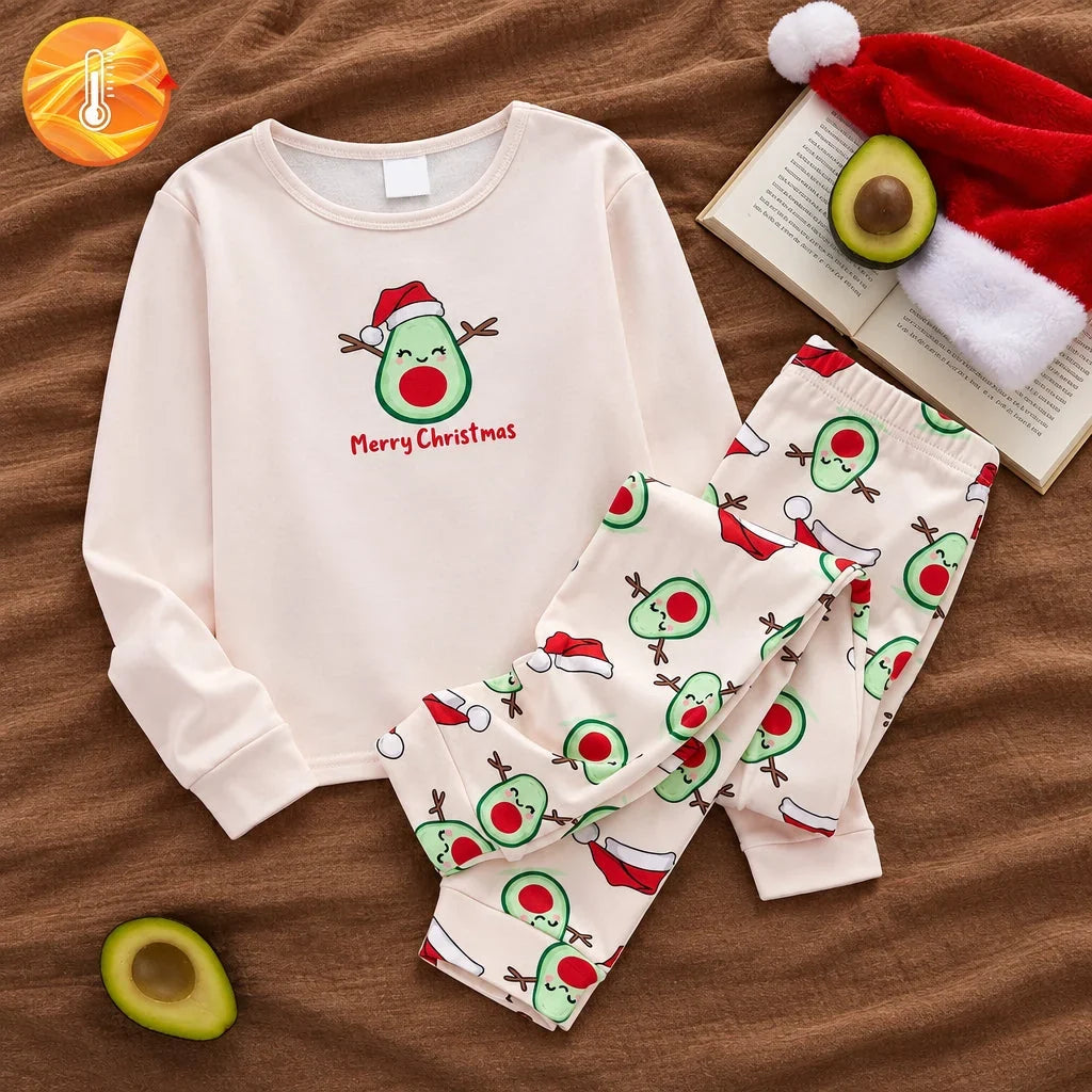 Girls' Pajama Set Fruit Print Stretch Knit