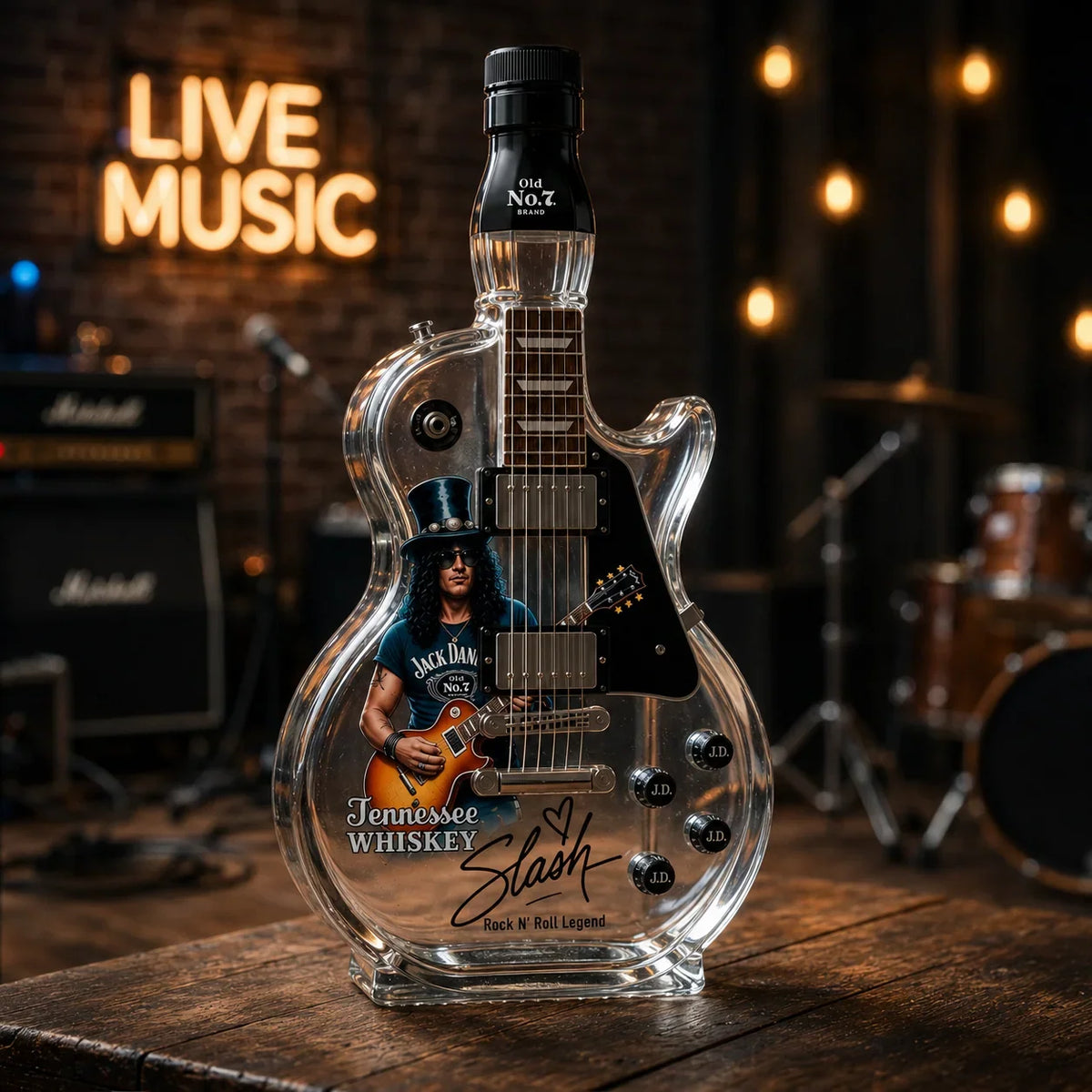 Glass Decanter Guitar-Shaped Decorative Display