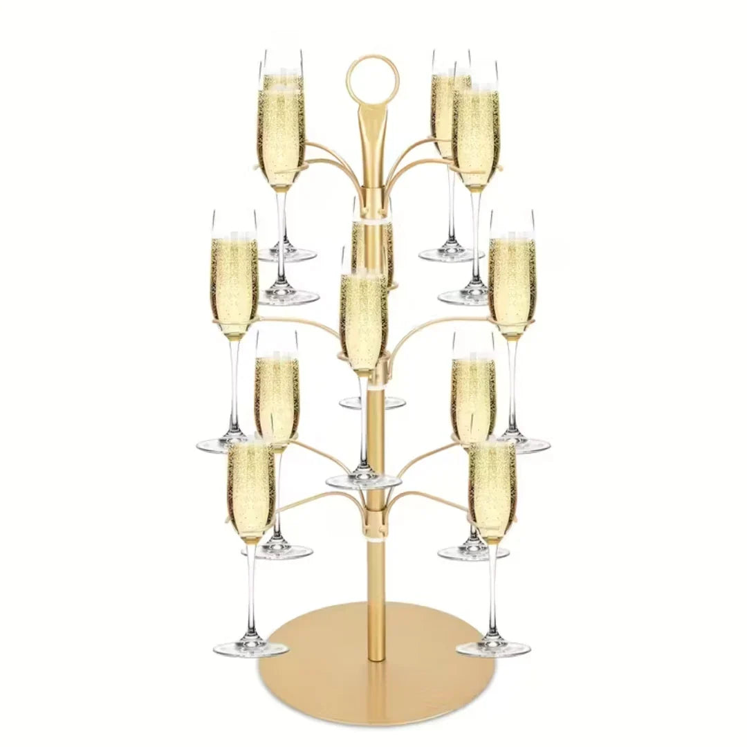 Glass Stand Three-Tier Metal Holds 12 Glasses