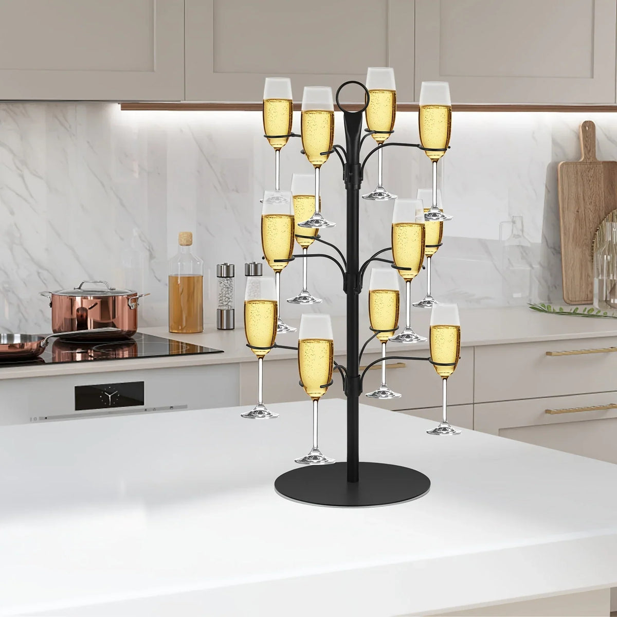 Glass Stand Three-Tier Metal Holds 12 Glasses