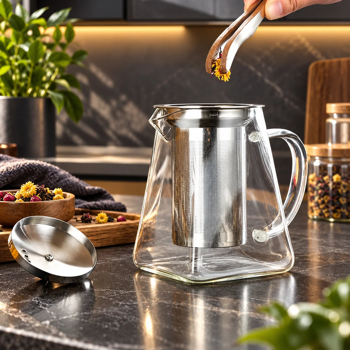 Glass Teapot Borosilicate Glass & Stainless Steel Infuser