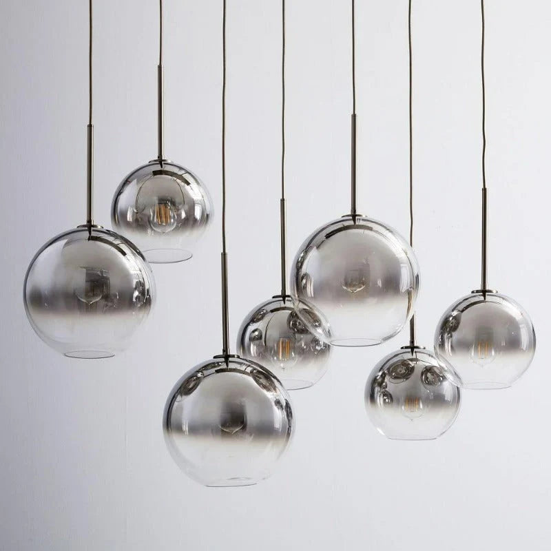 Globe Pendant Light Brass & Clear Glass Adjustable Length