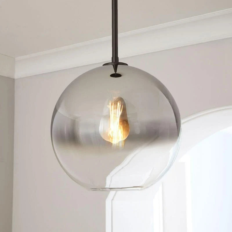 Globe Pendant Light Brass & Clear Glass Adjustable Length