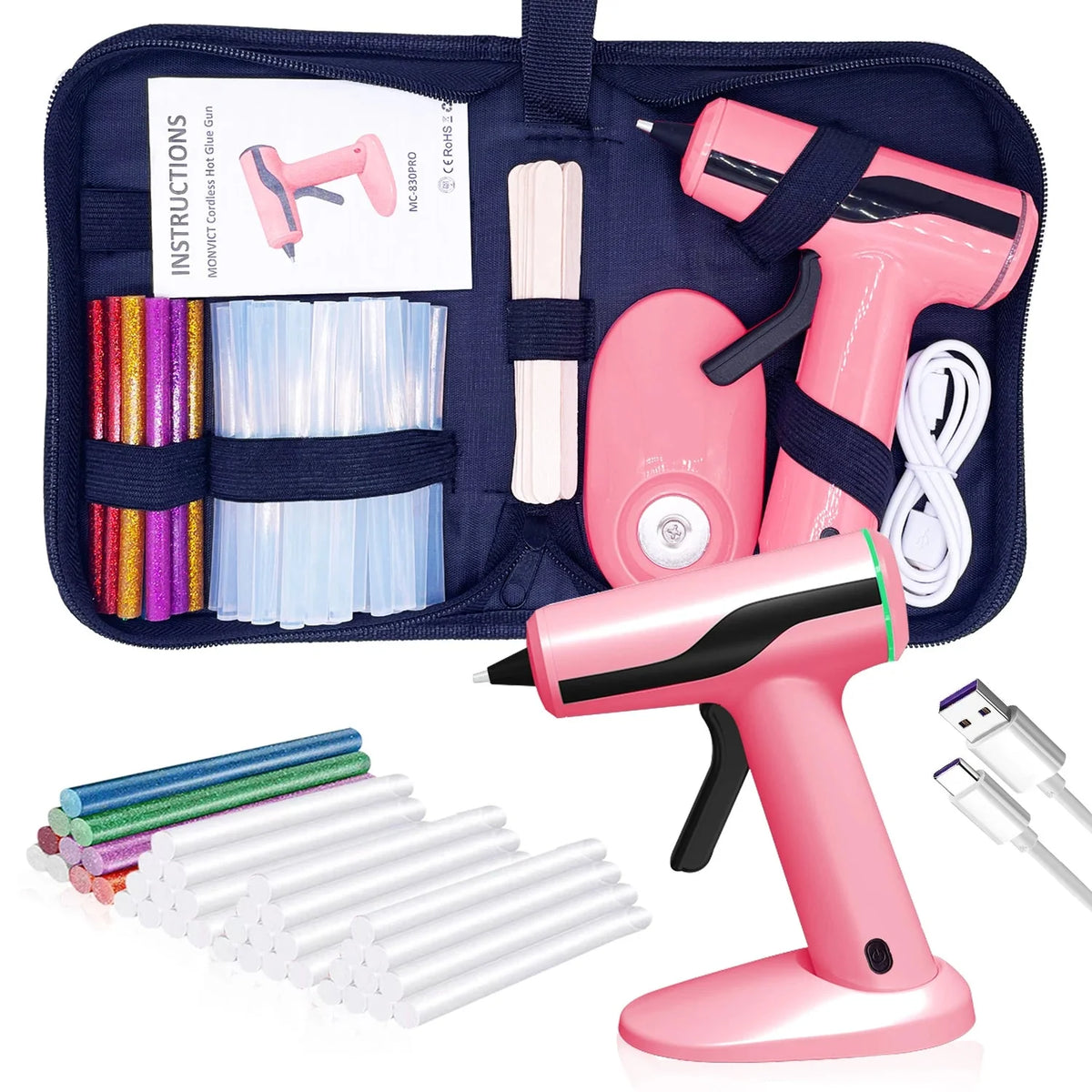 Glue Gun Rechargeable Anti-Drip Magnetic Base 60-Minute Runtime