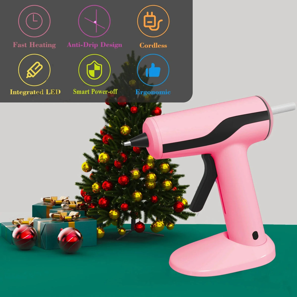 Glue Gun Rechargeable Anti-Drip Magnetic Base 60-Minute Runtime
