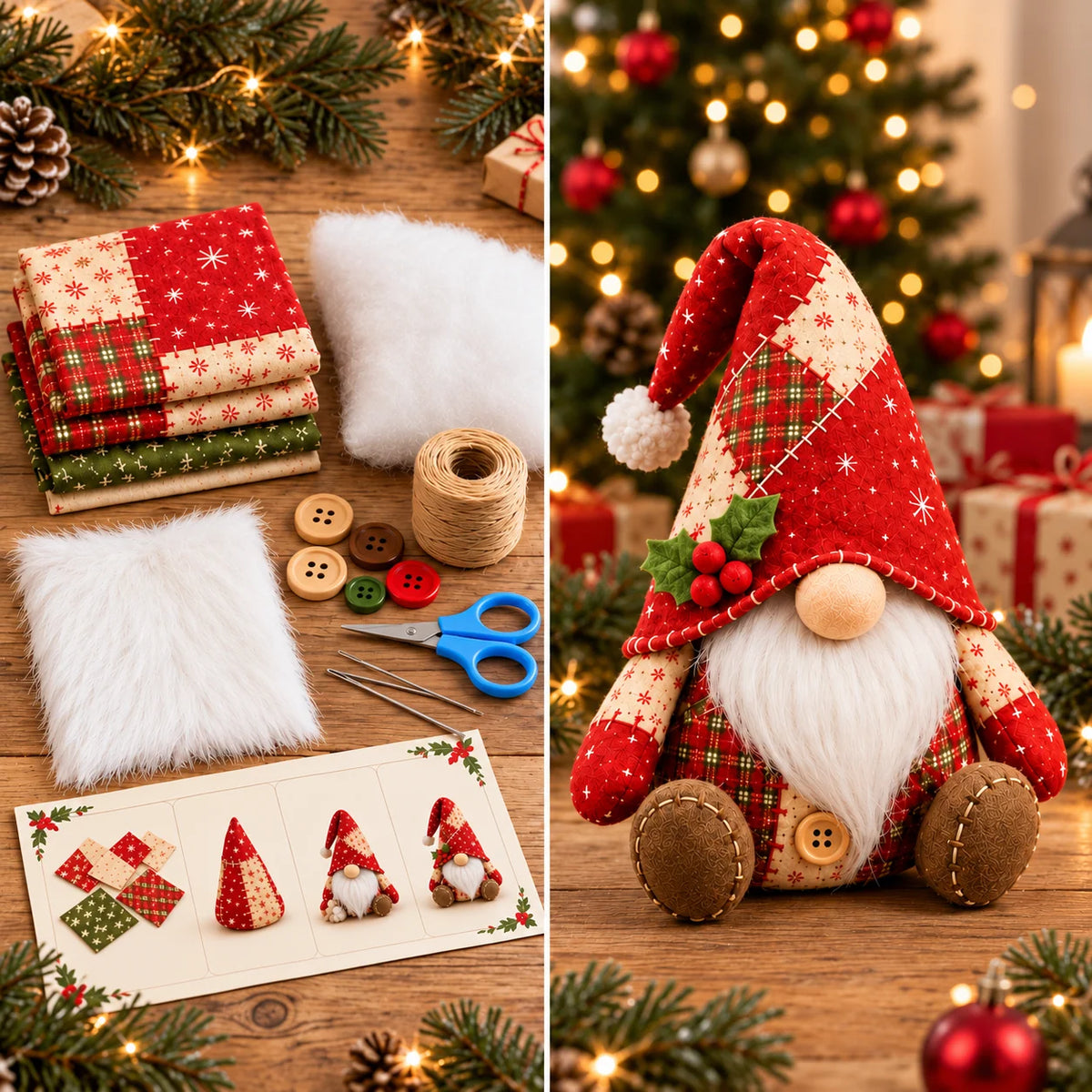 Gnome Sewing Kit Hand-Sewn Includes Needles & Thread