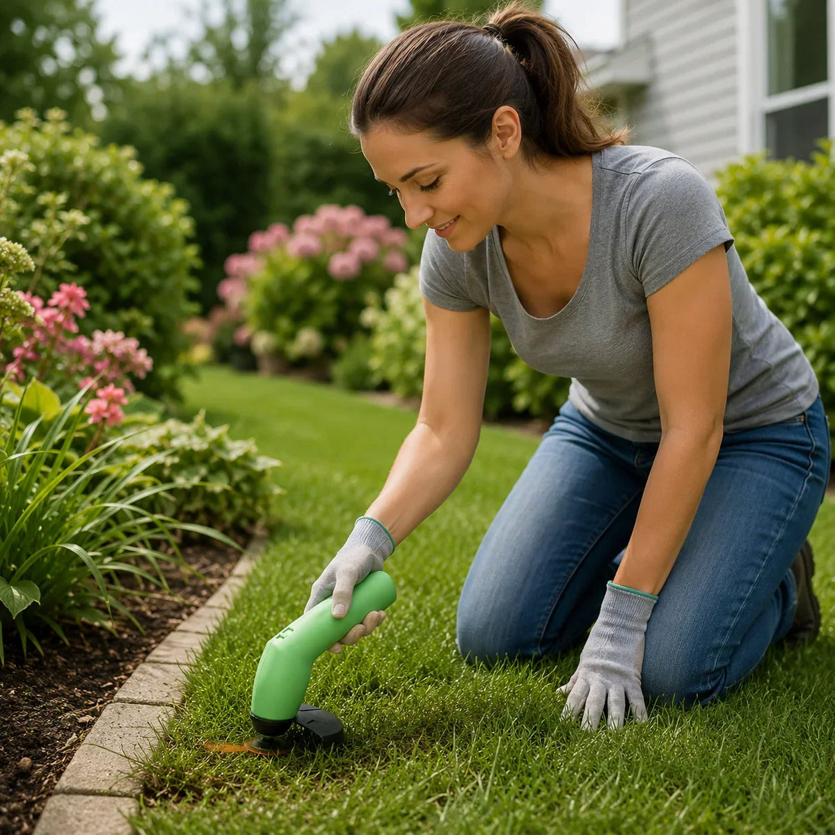 Grass Trimmer Cordless Lightweight Adjustable Cutting Head Rechargeable