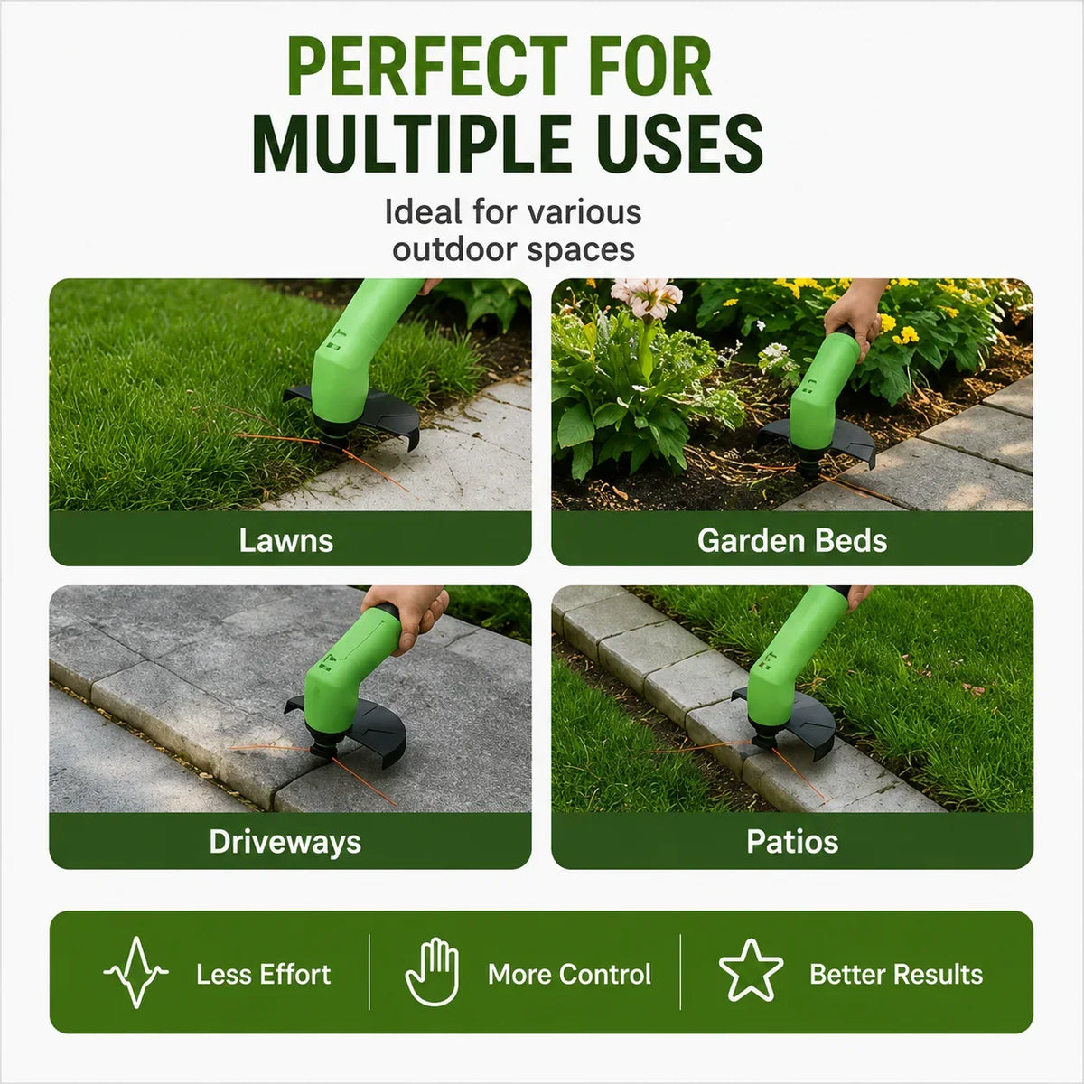 Grass Trimmer Cordless Lightweight Adjustable Cutting Head Rechargeable