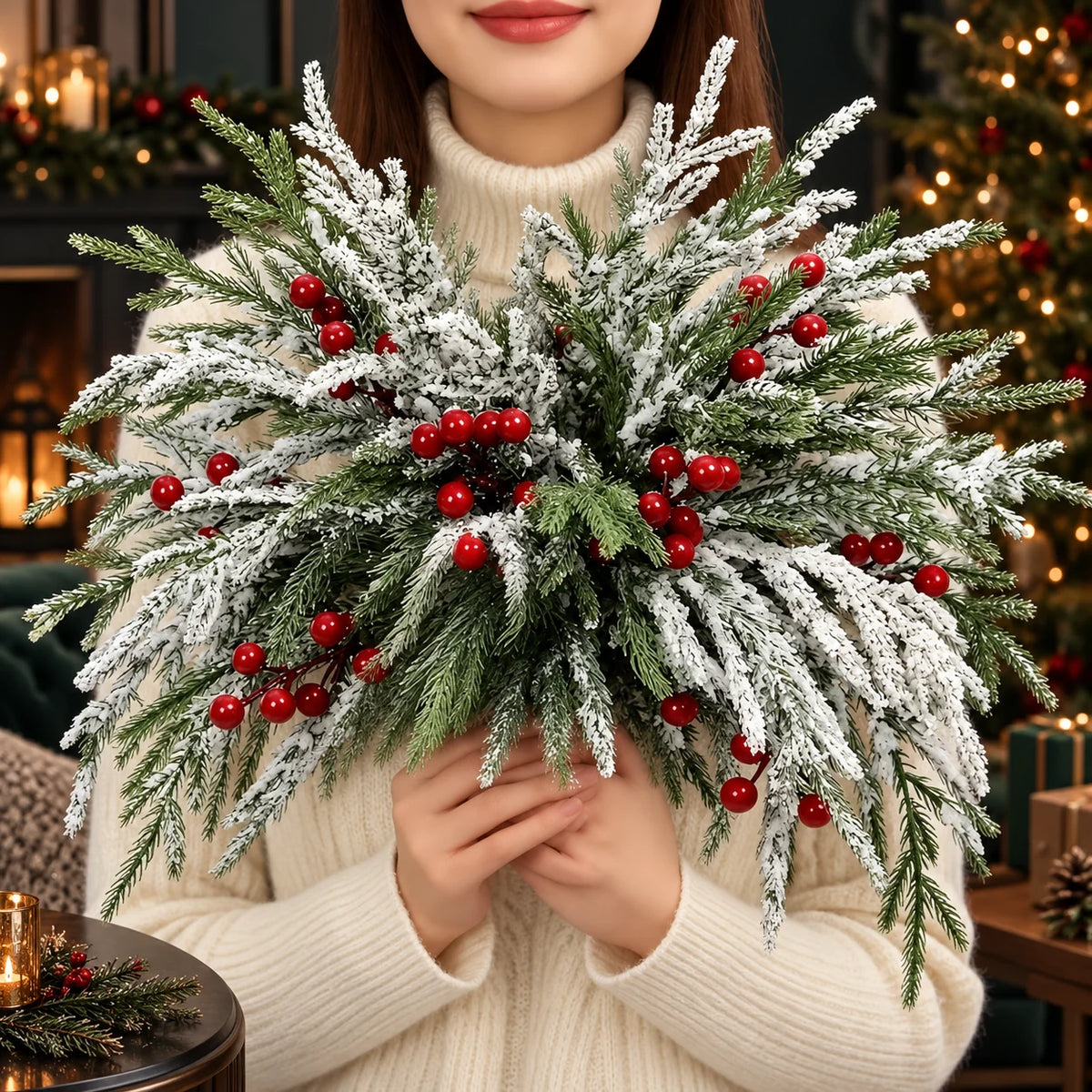 Greenery Stems Norfolk Pine & Red Berry 20 Pack