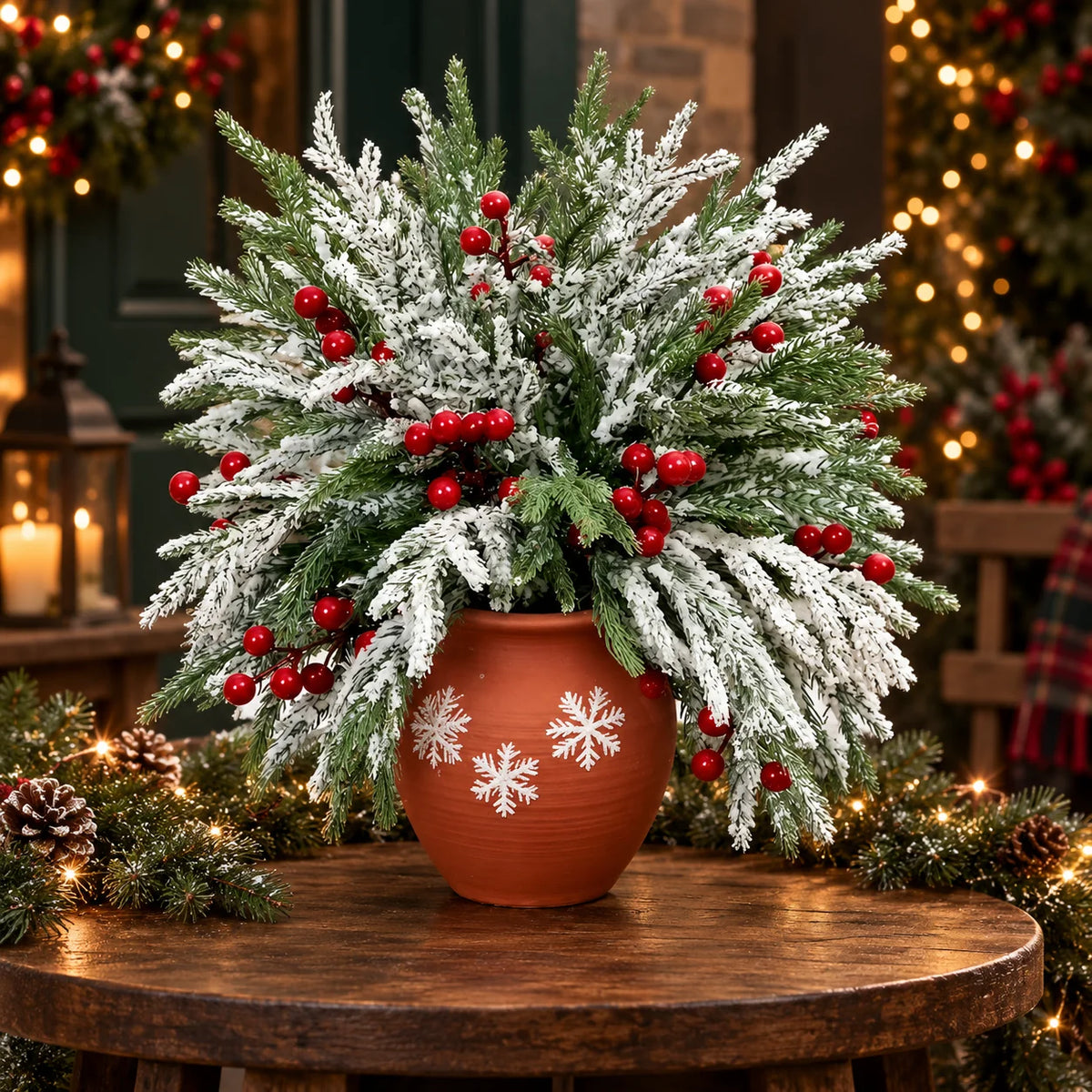 Greenery Stems Norfolk Pine & Red Berry 20 Pack