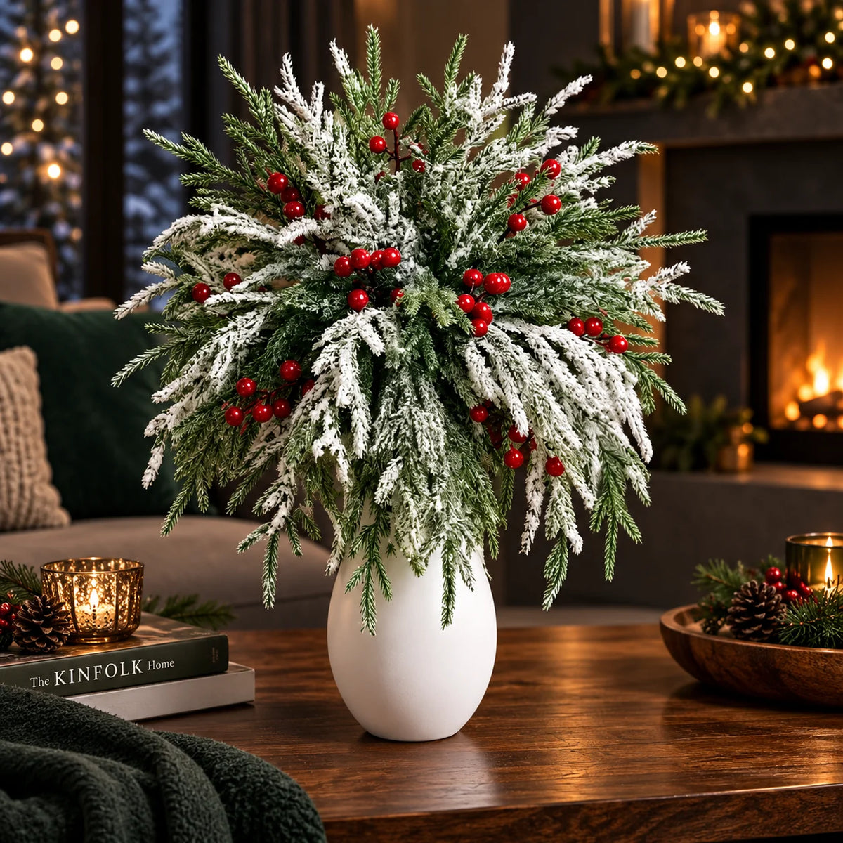 Greenery Stems Norfolk Pine & Red Berry 20 Pack