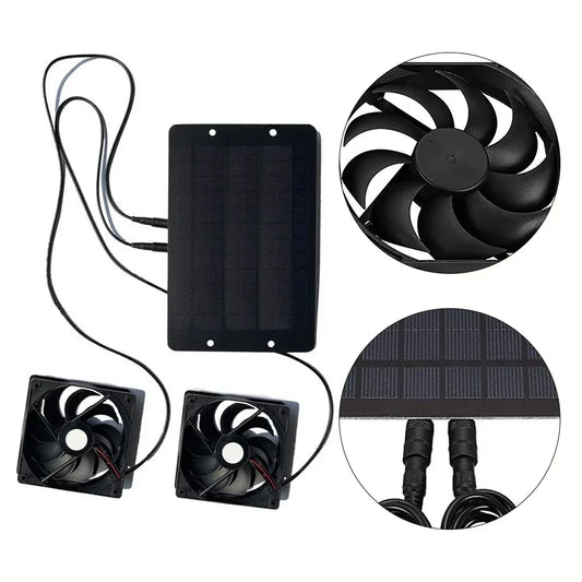 Greenhouse Ventilator Solar-Powered Dual Fans Weatherproof