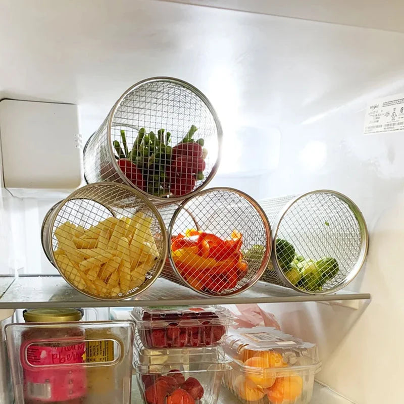 Grill Basket Rotating Stainless Steel Secure Latch