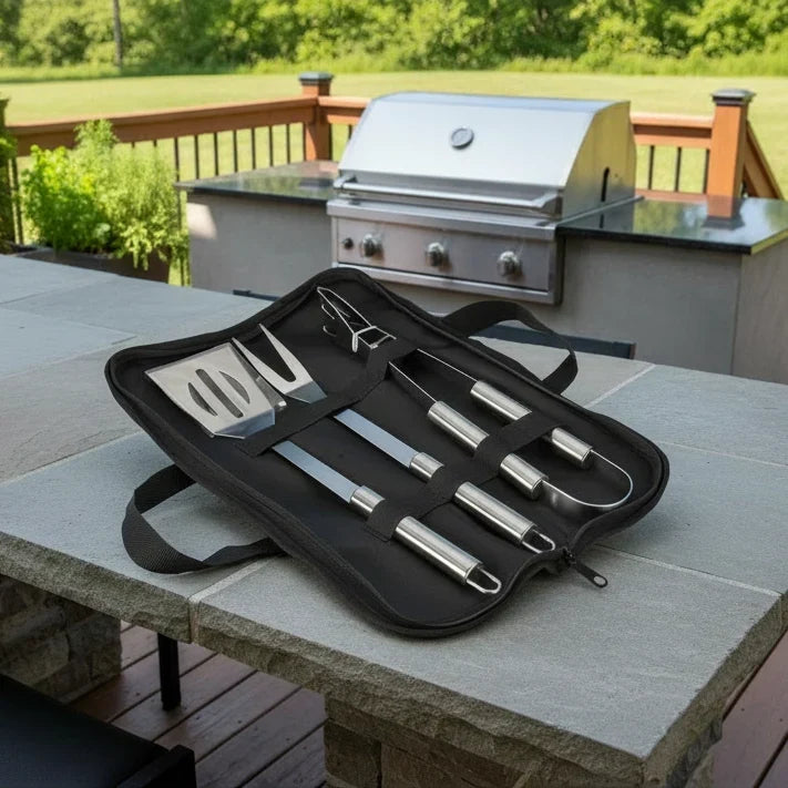 Grill Tool Set Stainless Steel Heat-Resistant Carrying Bag