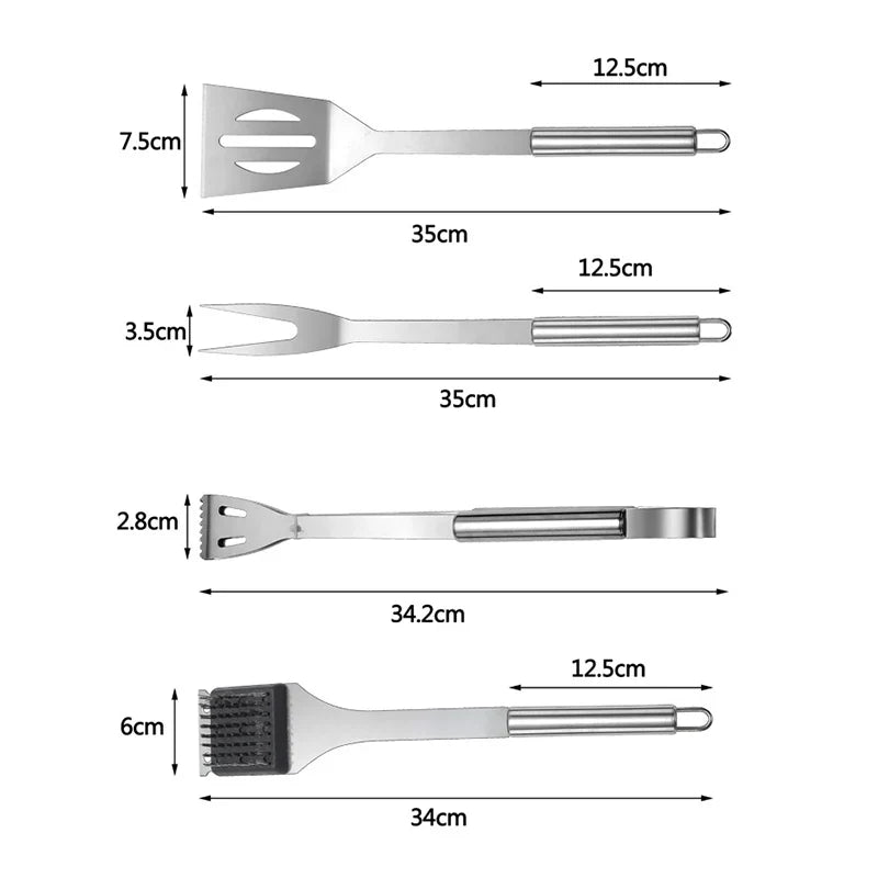 Grill Tool Set Stainless Steel Heat-Resistant Carrying Bag