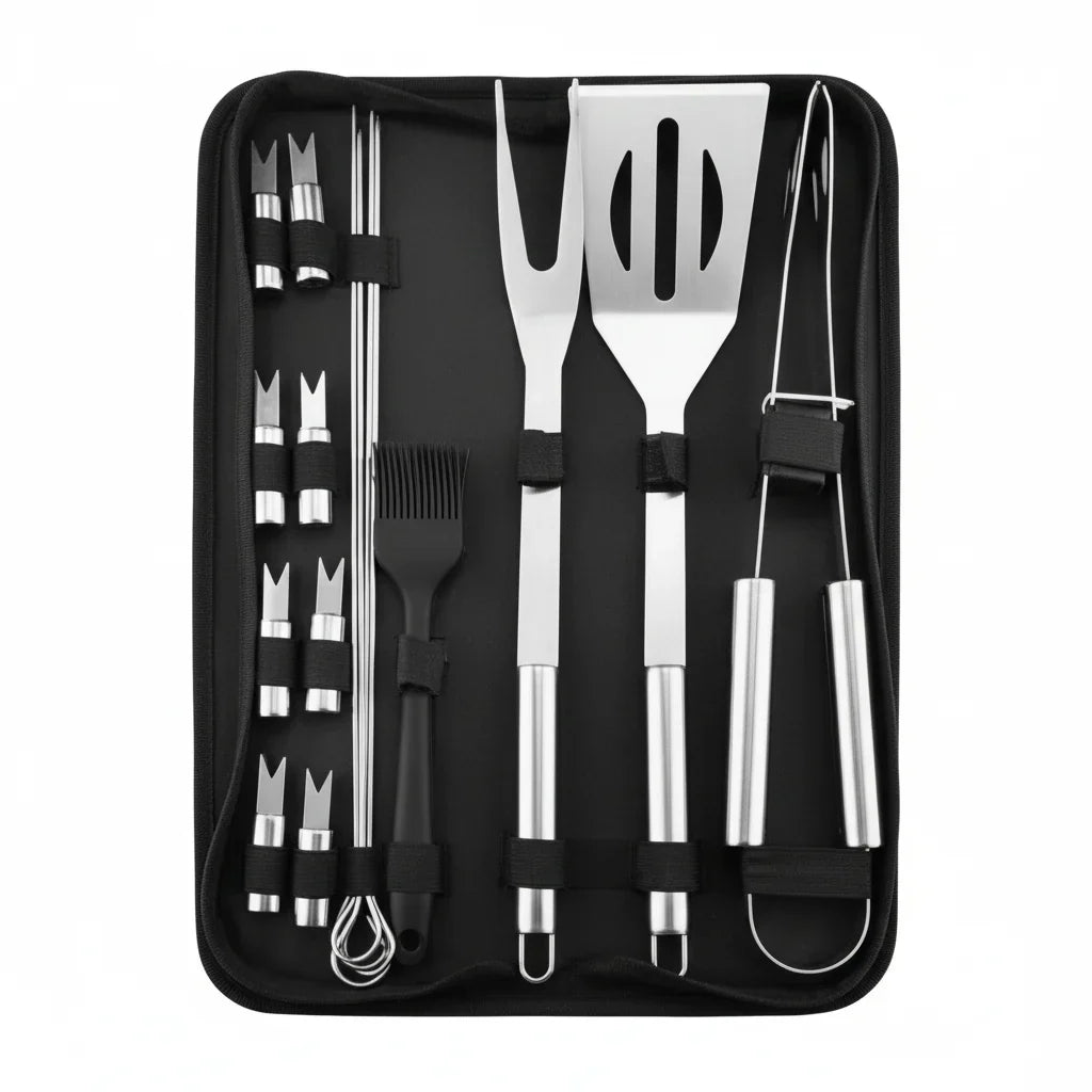 Grill Tool Set Stainless Steel Heat-Resistant Carrying Bag