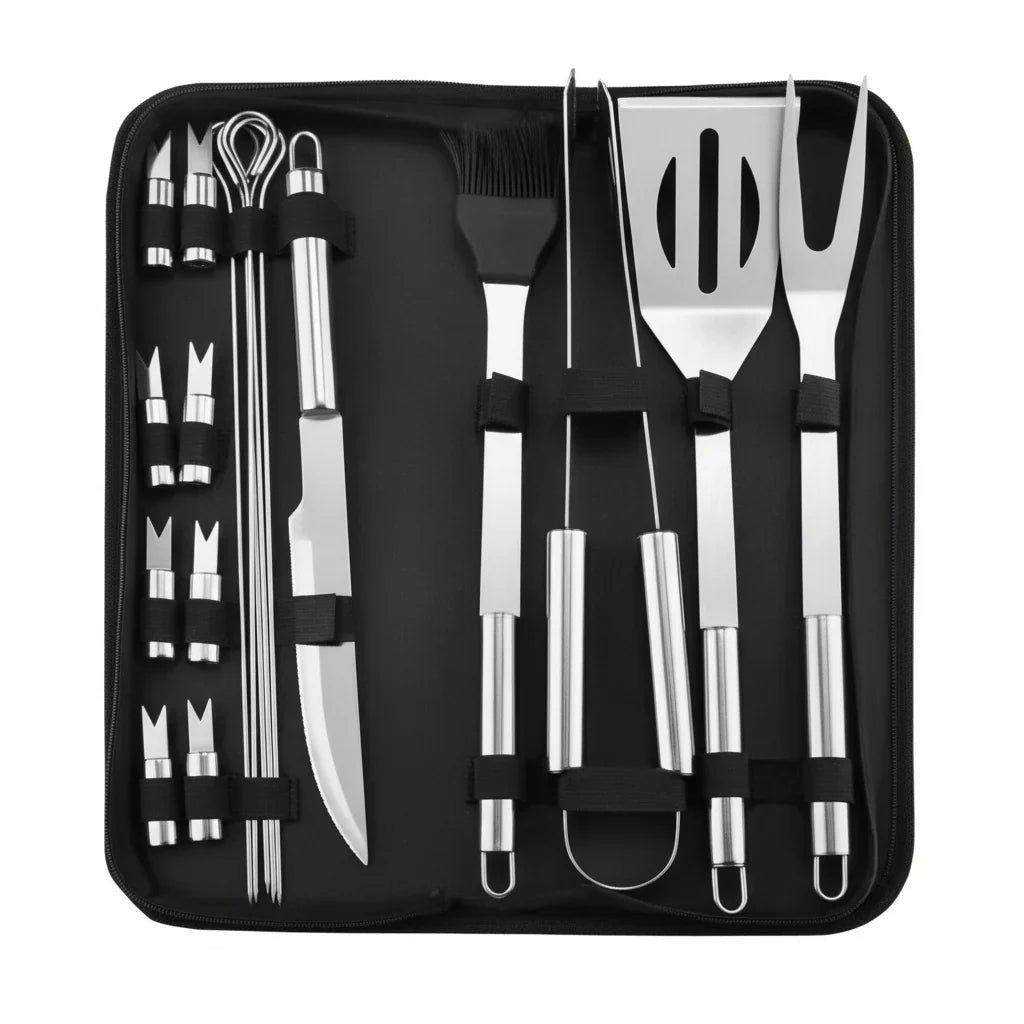 Grill Tool Set Stainless Steel Heat-Resistant Carrying Bag