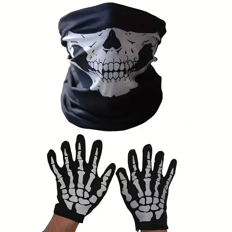 Grim Reaper Costume Glowing Red Eyes Skeleton Gloves Scythe