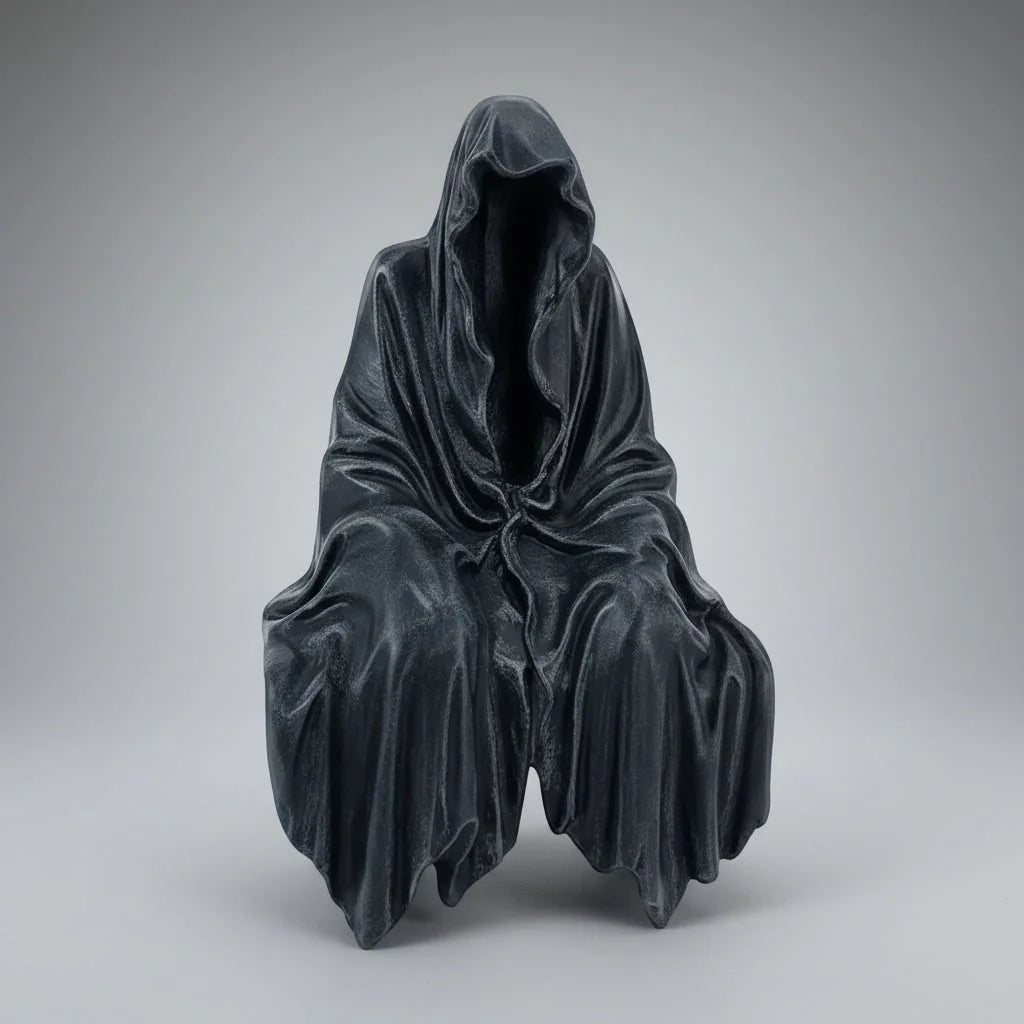 Grim Reaper Statue Resin Self-Standing Matte Charcoal Grey