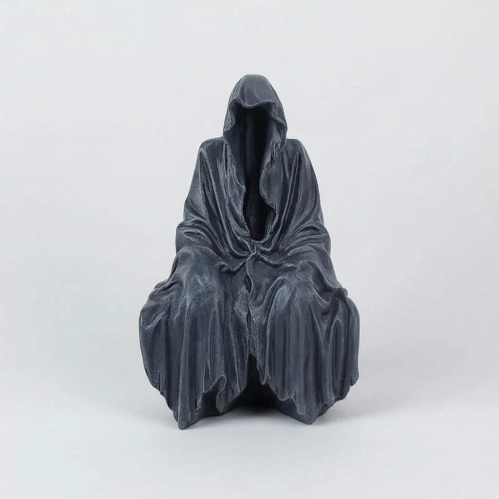 Grim Reaper Statue Resin Self-Standing Matte Charcoal Grey