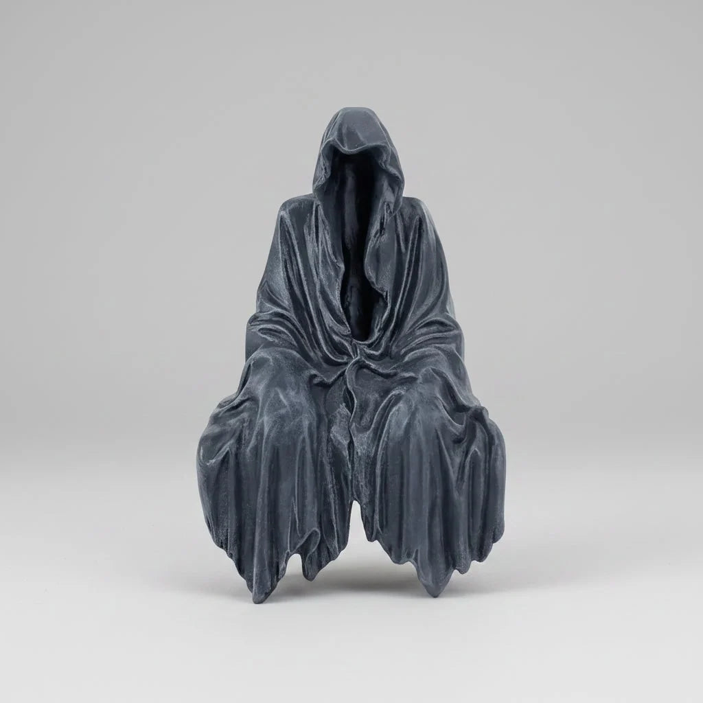 Grim Reaper Statue Resin Self-Standing Matte Charcoal Grey