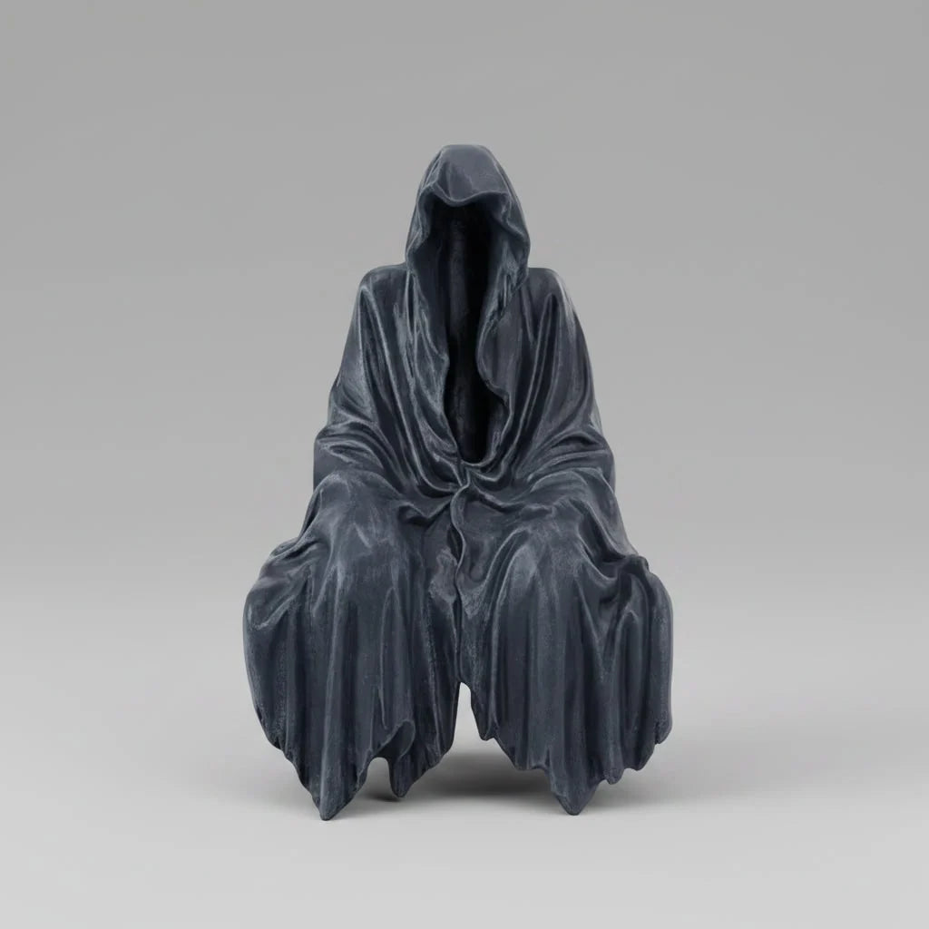 Grim Reaper Statue Resin Self-Standing Matte Charcoal Grey