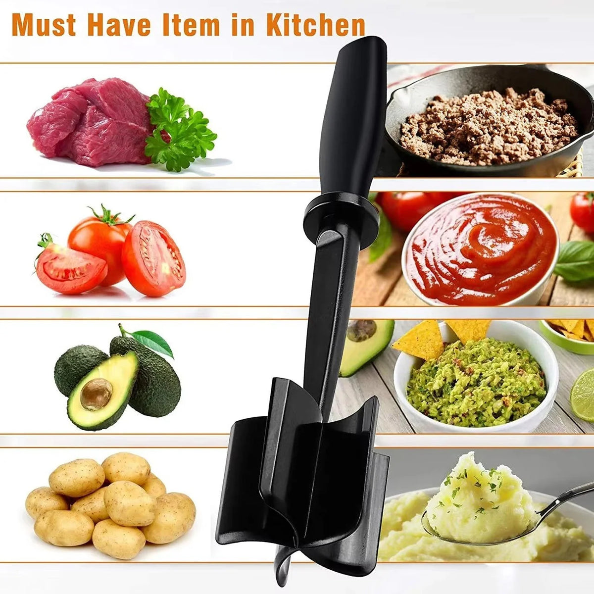 Ground Meat Chopper Five-Blade Heat-Resistant Dishwasher-Safe