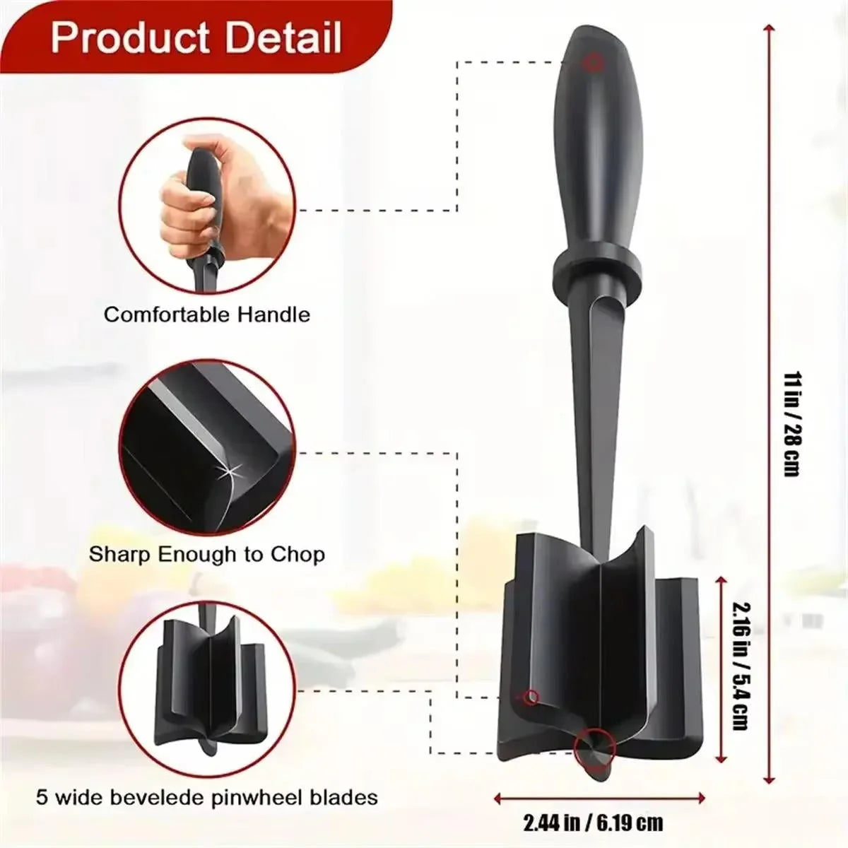 Ground Meat Chopper Five-Blade Heat-Resistant Dishwasher-Safe