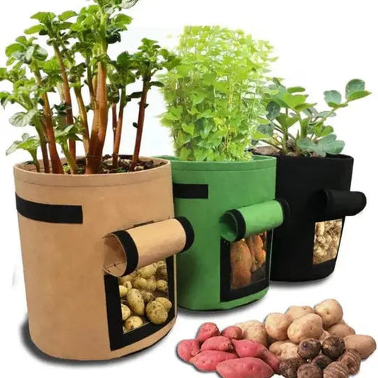 Grow Bag Planter Breathable Felt Side Harvest Flap Reinforced Handles