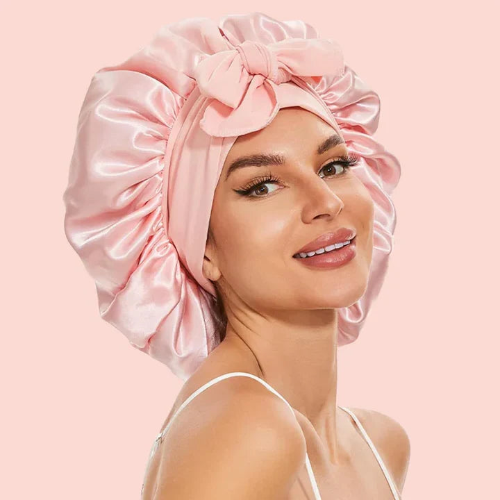 Hair Bonnet Double-Layer Imitation Silk Adjustable Strap