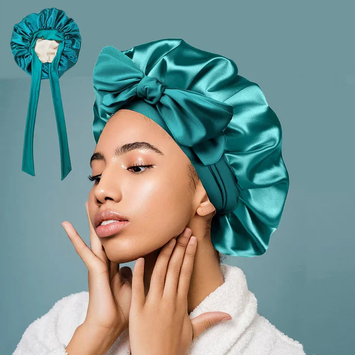 Hair Bonnet Double-Layer Imitation Silk Adjustable Strap
